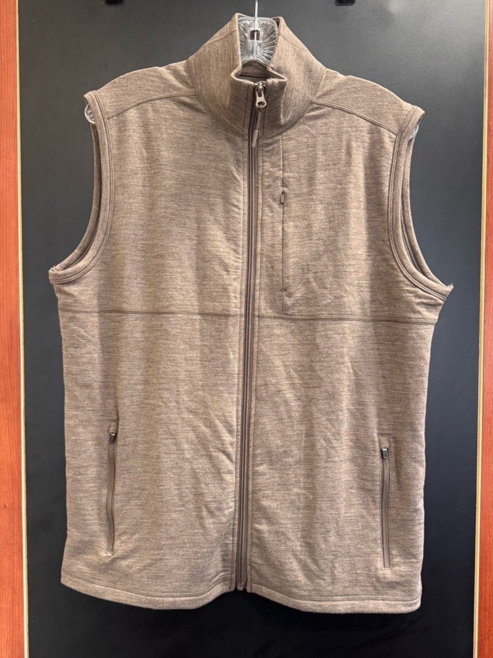 Woolx Vest Brown Small Merino Wool Blend Zip Up Vest Washable Natural Fibers men